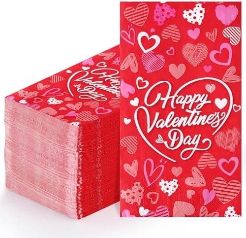 Homlouue 100PCS Valentines Napkins, Red Love Heart Napkins, Valentines Day Napkins, Disposable Valentine Paper Party Napkins, 3-Ply Dinner Napkins, Valentines Hand Towels for Bathroom, 4.3″ x 7.9″ Homlouue 100PCS Valentines Napkins, Red Love Heart Napkins, Valentines Day Napkins, Disposable Valentine Paper Party Napkins, 3-Ply Dinner Napkins, Valentines Hand Towels for Bathroom, 4.3″ x 7.9″