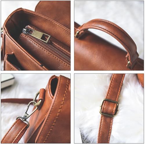 Vintage Crossbody Bags for Women, Small Leather Purse Messenger Bag, Retro Women Shoulder Handbag with Top Handle3