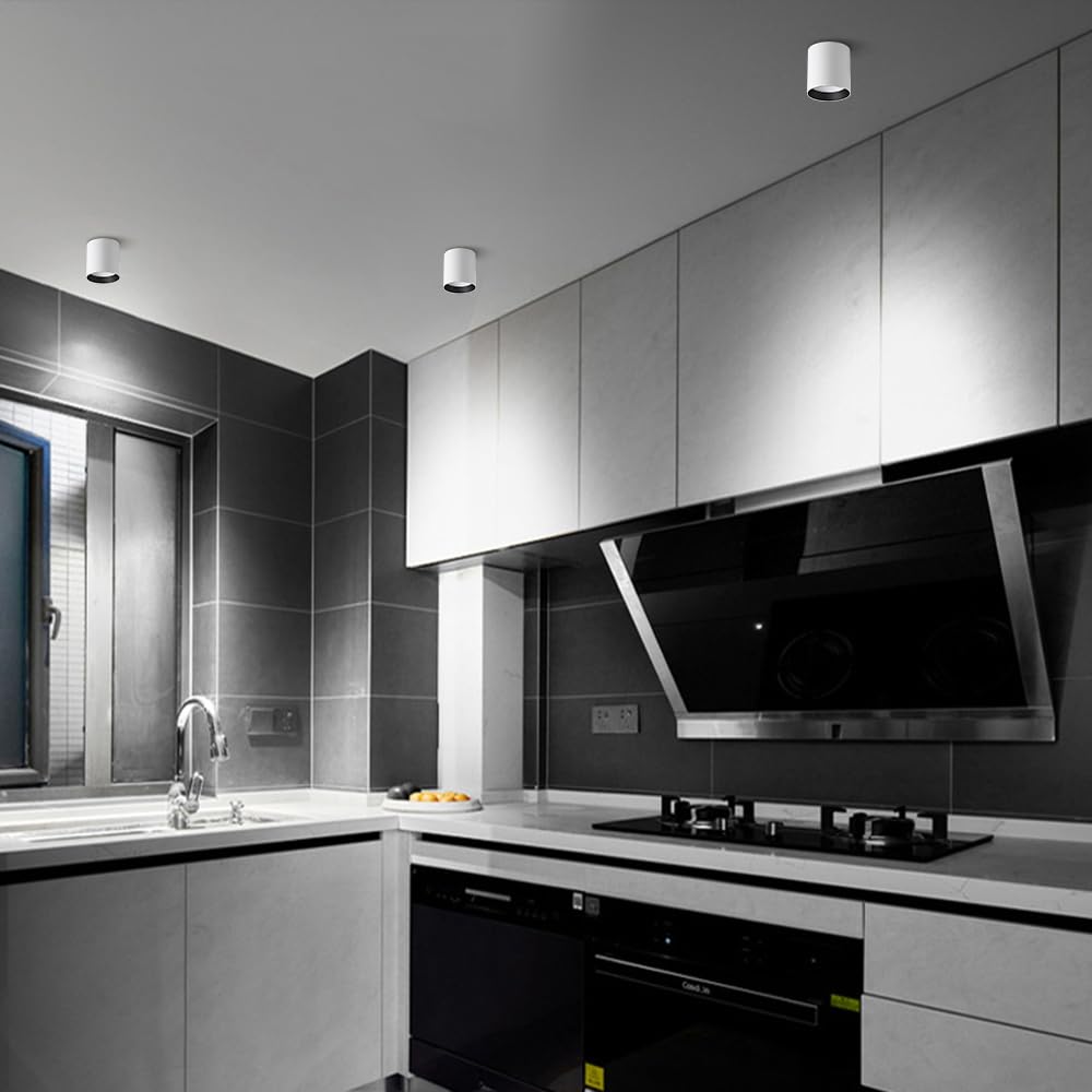 Foco de Techo LED IP65, Resistente al Agua, para baño, Foco cilíndrico Empotrado de 3,15″, direccional, para Sala de Estar, Entrada, balcón (6000 K, 12 W)