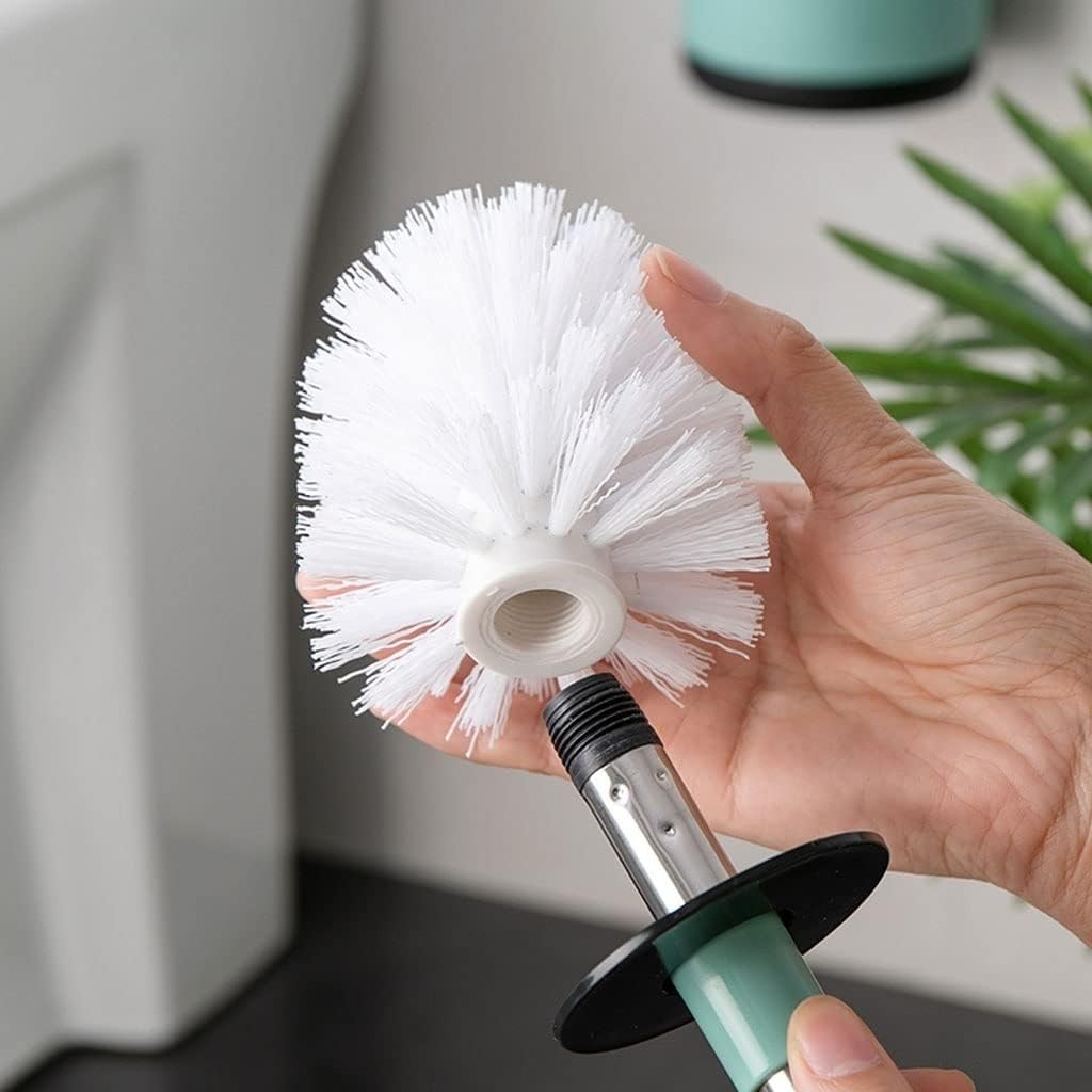 Toilet Brush Holder Wall-Mounted Toilet Brush Stainless Steel Long Handle Toilet Brush Modern Minimalist Household Bathroom Cleaning Toilet Brush Holder Set Toilet Brush Holders(White)