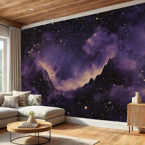 Papier peint panoramique violet pour transformer un mur blanc terne - 5
