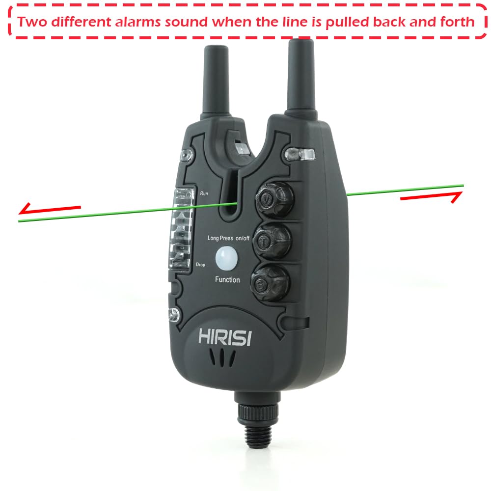 Hirisi Tackle Alarma impermeable para pesca de carpas con 9 LED y ajuste de sensibilidad de tono de volumen, accesorios de pesca