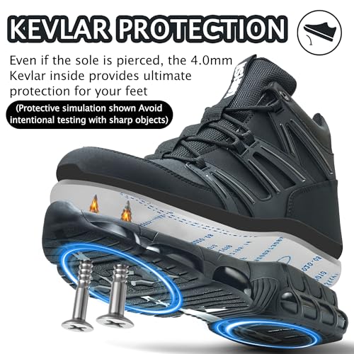 Image of KOIFISH Steel Toe Work Boots for Men Women, Waterproof Lightweight Steel Toe Boots, Air Cushion Industrial Construction Safety Shoes