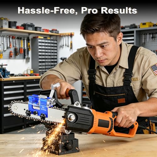 Image of Chainsaw Sharpener with 5 High Hardness Titanium Plated Diamond Bits, Universal Manual Portable Chain Saw Sharpener Jig Kit Tool for 4-22 Inch Chain Saws Sharpening Blue | 5 High Hardness Titanium Plated Diamond Bits