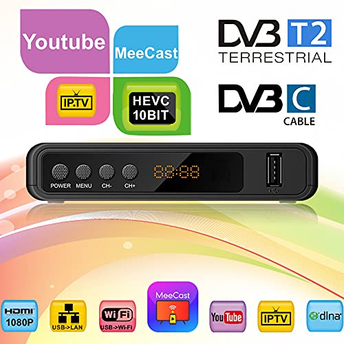 image for Koqit DVB-C DVB-T2 Digital Terrestrial Receiver H.265 HEVC 10Bit DVBT2