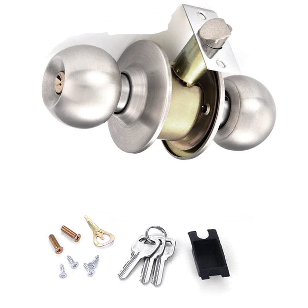 MLD STA004 Bathroom Bedroom Living Room Round knob Door Locks Tubular Cylindrical Lock Backset Doors with 3 Keys (Stainless Steel 202,Colour- Silver Matte) Pack of -1 (B0C6TNLXHP) Amazon Price History, Amazon Price Tracker