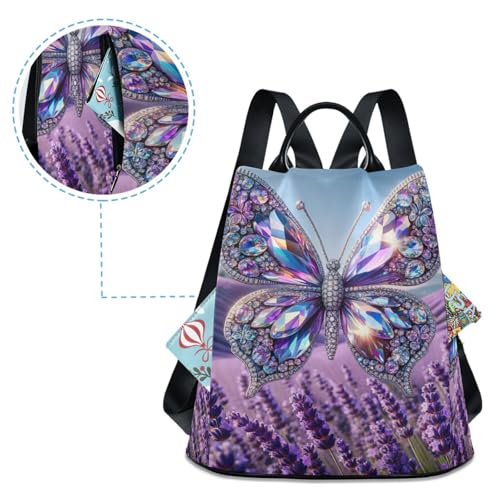 Mochila para mujer casual ligera con diseño de lavanda floral 4