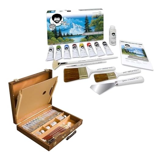 Bob Ross Master Artist Oil Paint Set Includes Wood Art Supply Carrying Storage Case Sketchbox w/Palette