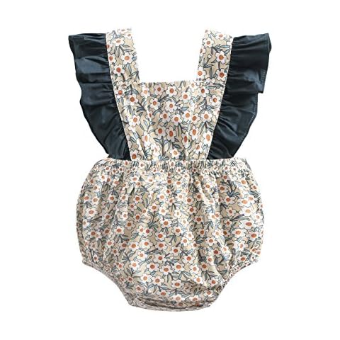 Sanlutoz Newborn Baby Girl Cotton Bodysuit Floral Printed Cute Summer Romper Jumpsuit (6-12 Months, BRS8041) Cover