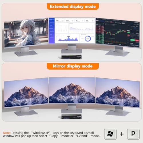 Image of KVM Switch 3 Monitors 5 Computers HDMI + DisplayPort, 8K@30Hz /4k@144Hz Three Monitor KVM Switcher, Triple Monitor KVM for 5 PC, Widely Used in Education, Scientific Research, and AI Office