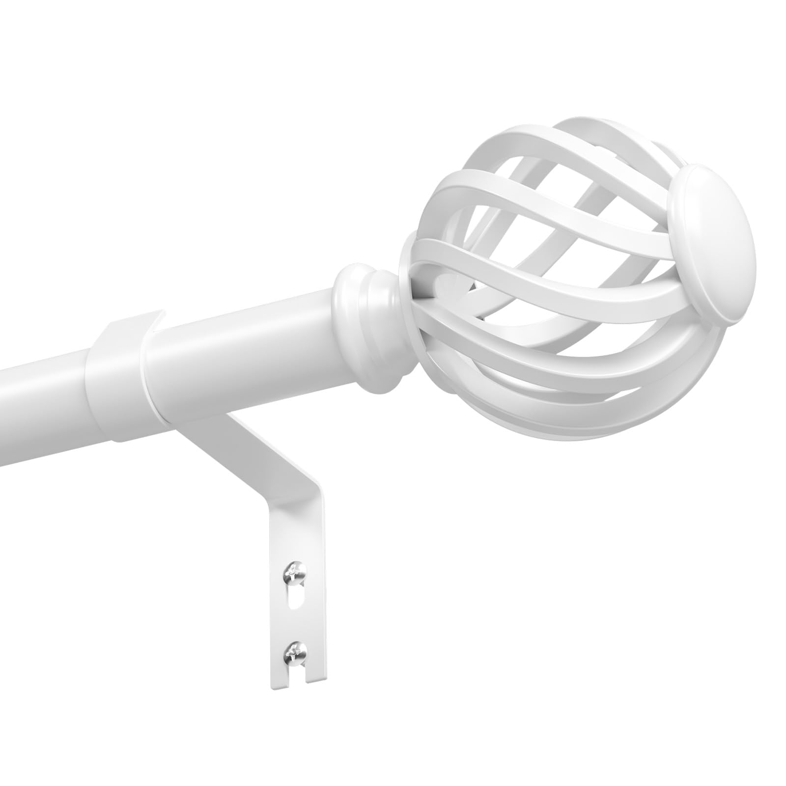 PeSenp White Curtain Poles for Eyelet Curtains 95 to 249 cm, 16 mm Diameter Decorative Splicing Curtain Rod with Brackets and Finials for Bedroom, Living Room(Window Size:55-209 cm)
