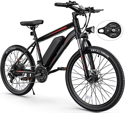 TotGuard Electric Bike, Electric Bike for Adults 26'' Ebike with 350W Motor, 19.8MPH Electric Mountain Bike with Lockable Suspension Fork, Removable 36V/10.4Ah Battery, Professional 21 Speed Gear