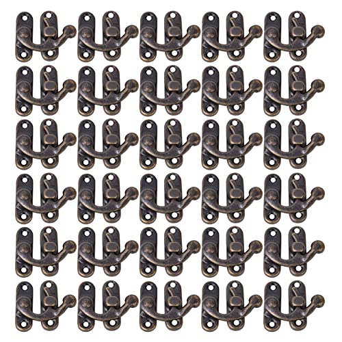 Image of 30 Pcs Hook Hasp Latch,Antique Vintage Lock Clasp,Right Latch Hook Hasp Horn Lock Wood Jewelry Box Latch Hook Clasp,for Small Object Box Jewelry Box Toolbox,3.2 x 2.8cm