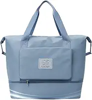 Bolsa Mala Dobrável Expansível e Impermeável Oxford – Ideal Academia e Viagem • Compartimento para Tênis/Roupas Molhadas • Alças Mão e Tiracolo Reforçadas (Azul)