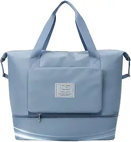 Bolsa Mala Dobrável Expansível e Impermeável Oxford – Ideal Academia e Viagem • Compartimento para Tênis/Roupas Molhadas • Alças Mão e Tiracolo Reforçadas (Azul)