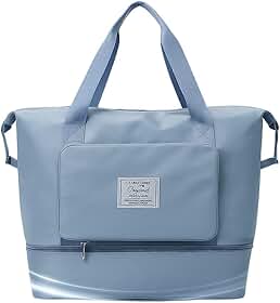 Bolsa Mala Dobrável Expansível e Impermeável Oxford – Ideal Academia e Viagem • Compartimento para Tênis/Roupas Molhadas • Alças Mão e Tiracolo Reforçadas (Azul)
