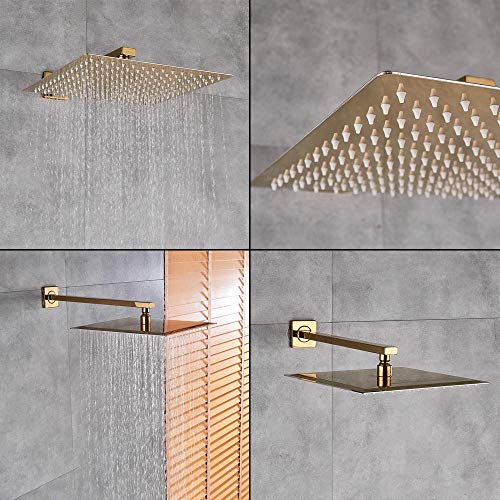 Mitigeur de douche mural doré 8 pouces avec robinet de baignoire cascade - 4