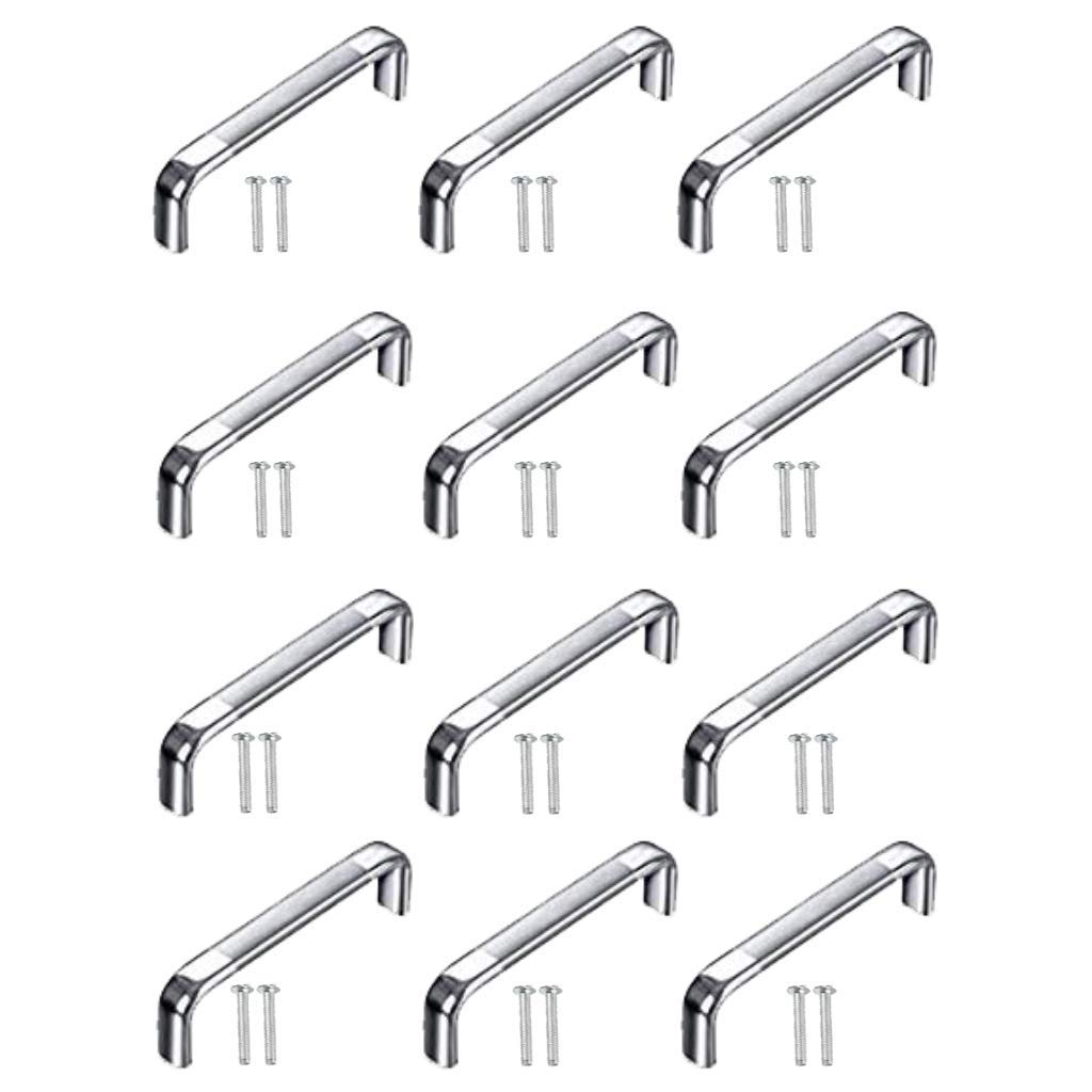 Sun Shield Steel Drawer | Wardrobe | Door Handle Oval D with Screw 4 Inch, Chrome Finish - 12 Pcs, Stainless Steel, Pull Handle-picture-11