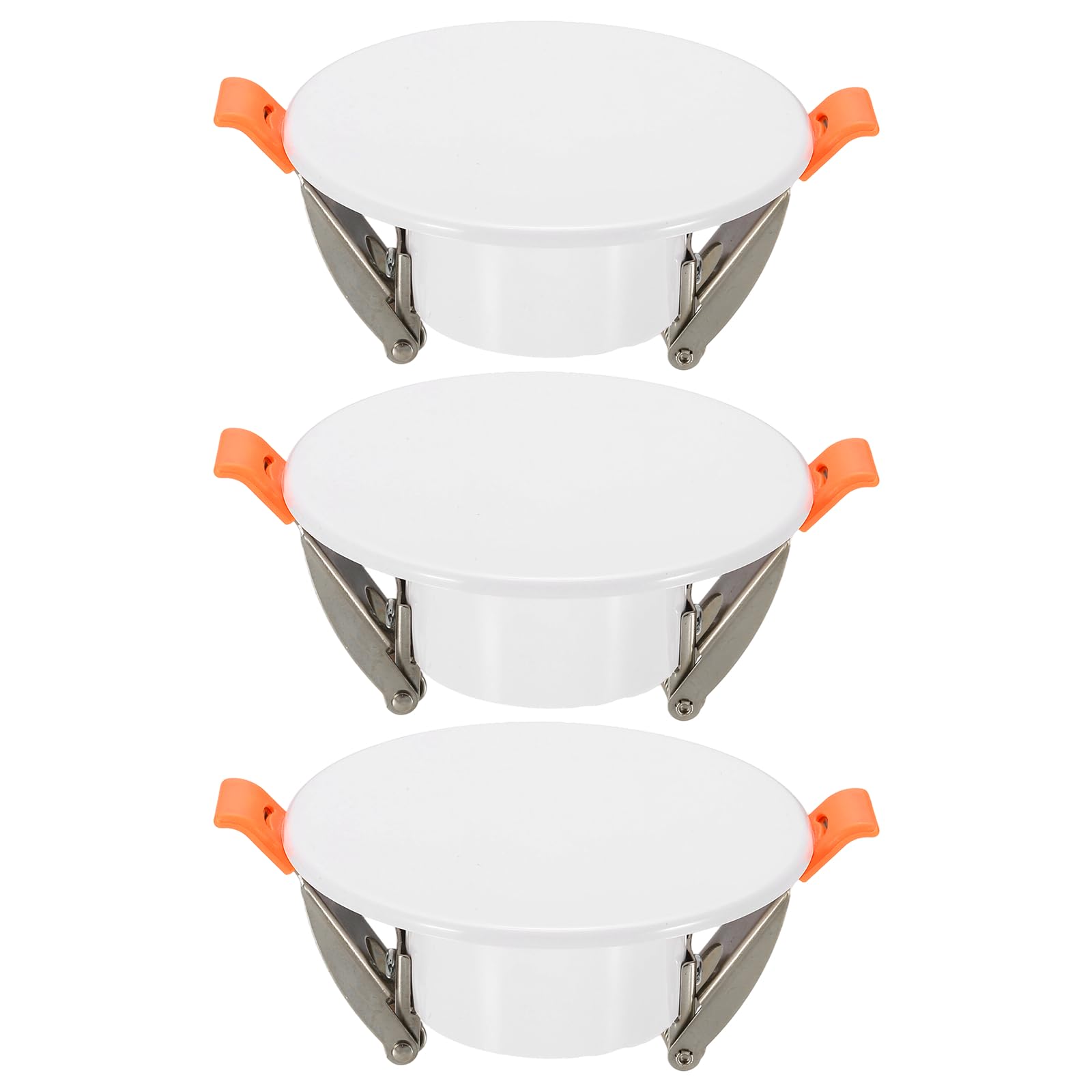 sourcing map 3Pcs 95mm/3.7" Round Ceiling Cover Plate, LED Downlight Hole Trim Wall Hole Spring Mount Decorative Flat Cap Access Panel for 2.2-3.3 Inch Ceiling or Wall Openings, Matte White