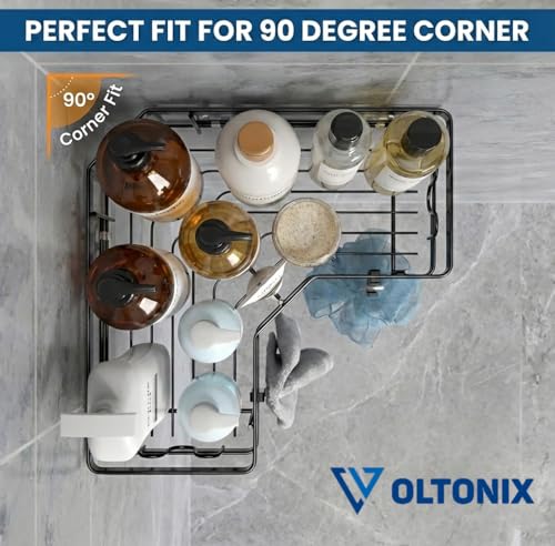 Image of Corner Shelf /Rack for BathroomWithout Drill Wall Metal Self Adhesive Bathroom Shelf /Shelf for Kitchen Corner Rack Wall Mounted Bathroom Fittings /Storage (4-pcs)