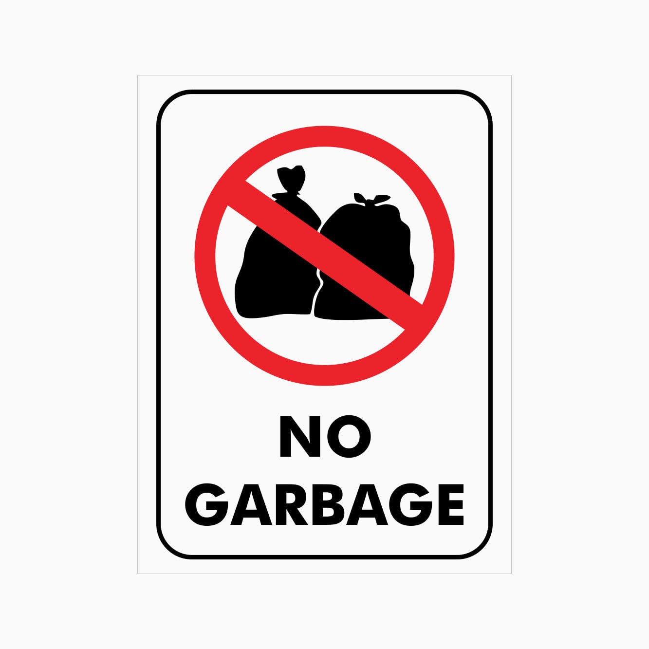 No Garbage Prohibition Sign, 12x8 Inch Metal Tin Sign, Practical Restriction Plaque for Industrial and Commercial Spaces
