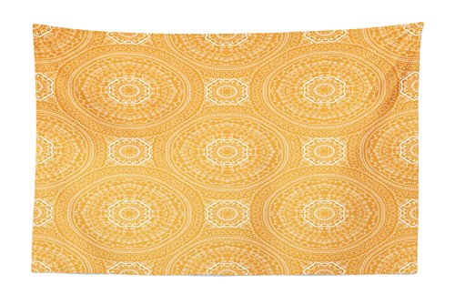 Lunarable Yellow Mandala Tapestry, Delicate Paisley in Thin Floral Circles Lace Style Old Fashioned, Fabric Wall Hanging Decor for Bedroom Living Room Dorm, 45