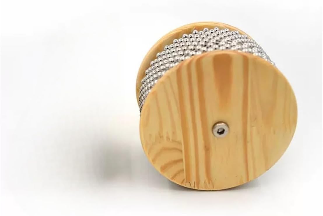 Wooden Percussion Turbo Cabasa Instrument, Metal Beaded Chain and Cylinder Pop Hand Shaker, for Band Music Education