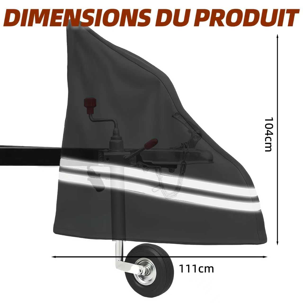 Deichselabdeckung Pferdeanhänger Universal Deichselhaube | 600D Oxford-Gewebe, PVC-beschichtet, 4-Jahreszeiten-Schutz, Reflektorstreifen, Klickverschluss, für Pferde- & Wohnwagen.