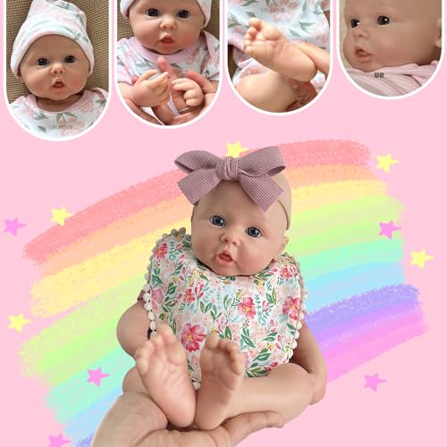Muñeca Reborn bebé de silicona 18 pulg. realista miniatura 2