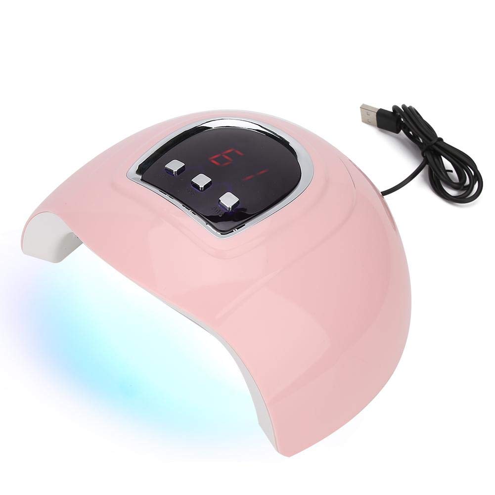 Pongnas Lampa UV LED do suszenia paznokci, profesjonalna suszarka do paznokci 54W, 3 timery 30S/60S/90S, przenośna lampa USB do utwardzania ż do paznokci, różowa (54W)