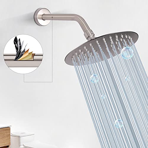 Harjue Shower Arm With Flange And Teflon Tape, Wall Mounted Shower Pipe Arm 304 Stainless Steel Extension Arm For Fixed Shower Head & Handheld Showerhead (8 Inch, Brushed Nickel) #TOP4