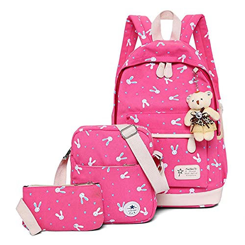 Preisvergleich Produktbild maoying02 Schultasche 3 Teile / Satz Schulrucksäcke Frauen Rucksack Leinwanddruck Adrette Schultasche Für Teenager Mädchen Rucksack E-20L