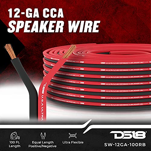 image for DS18 SW-12GA-100RB 12-GA Ultra Flex Speaker Wire Red and Black 100FT -