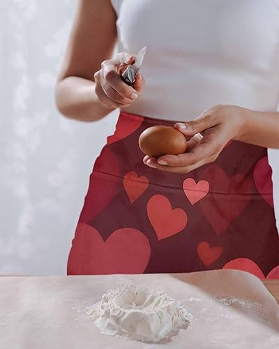Miniatura 2 de Delantal romántico de camarera con relleno de corazón rojo con 3 bolsillos, delantales de servidor, delantales de servidor, impermeables, para
