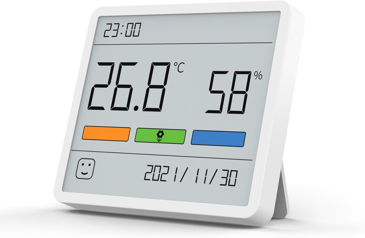 ATuMan Room Thermometer,Digital Thermometer Hygrometer Temperature Humidity Meter Clock - For StoreroomKitchen Baby Room Office Car Greenhouse(White1) (TH1)