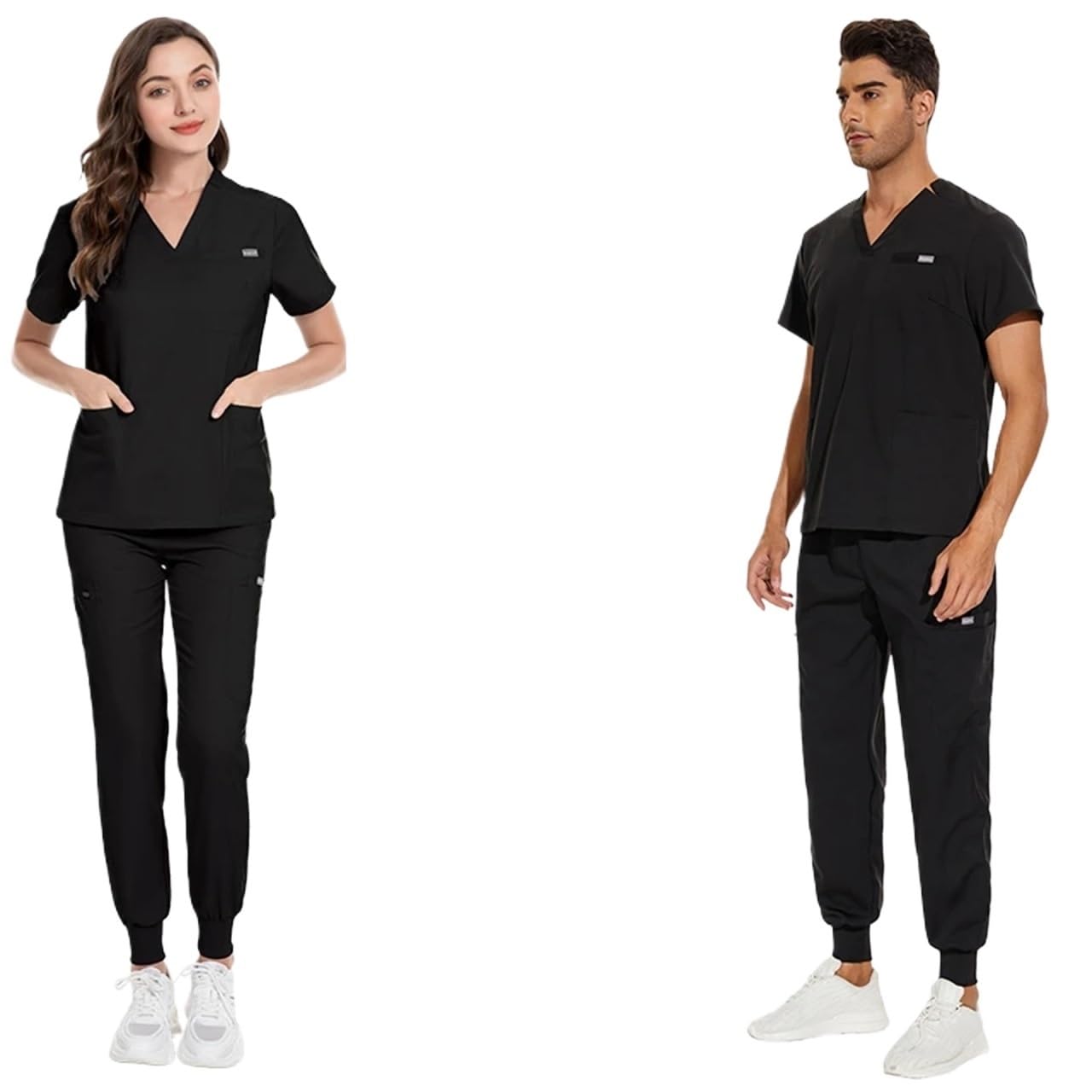 Uniforme Sanitario Unisex Uniforme médico de Manga Corta y Pantalones for Mujer, Uniforme enfermería, Tienda Mascotas(Gold,XXL)