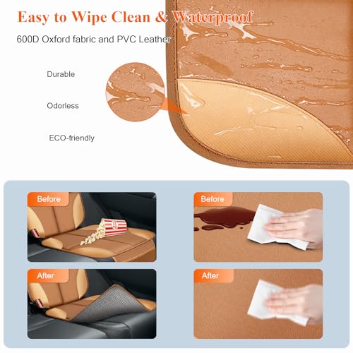Image of Car Seat Protector for Child Car Seat, 600D Fabric Safe Car Seat Cover with Upgraded Non-Slip Backing, Waterproof Carseat Seat Protectors, No Imprints, 1PCS, Tan