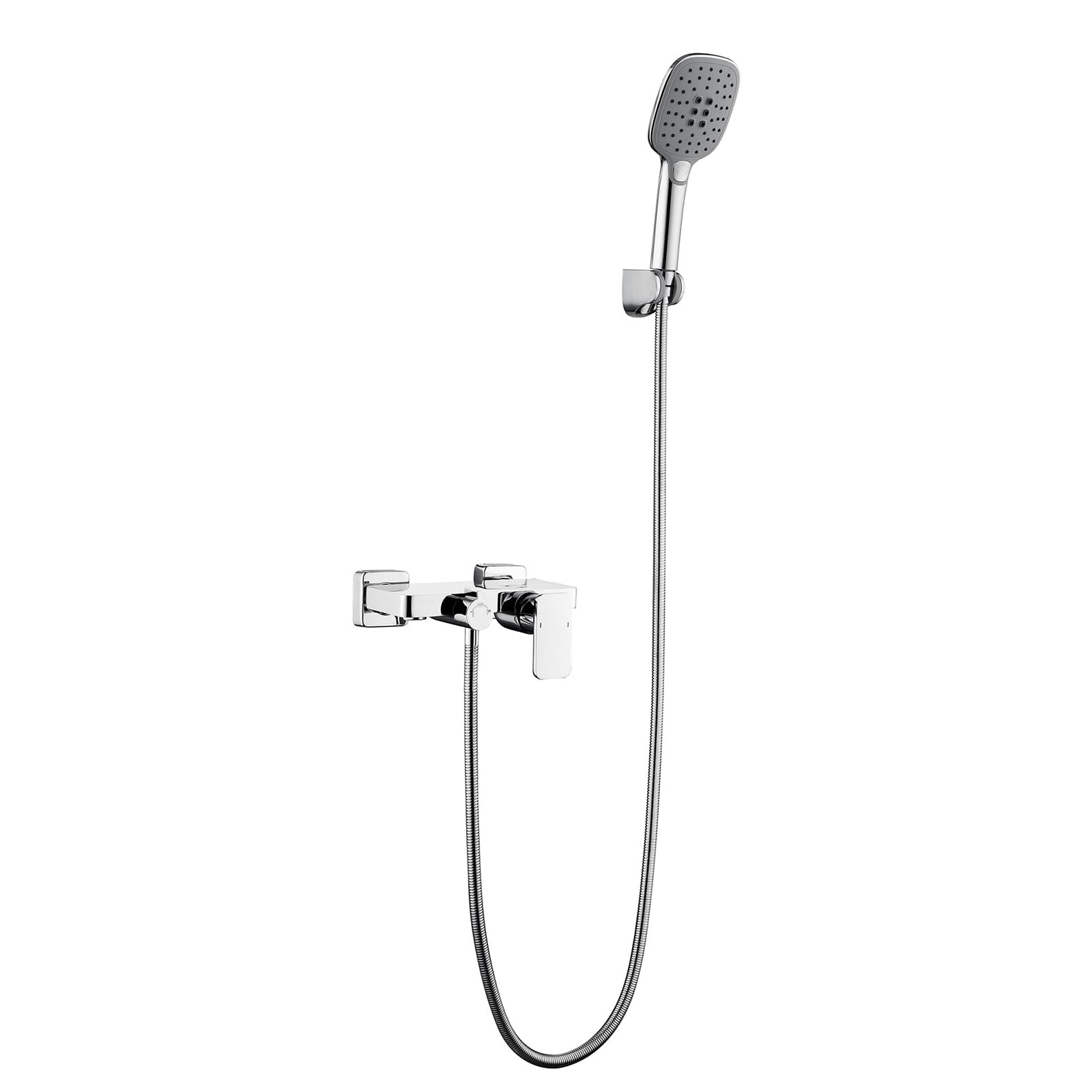 BiaoTeng Wall Mounted Bath Shower Mixer Tap Single Handle Hot and Cold 3 Mode Hand Shower Bath and Shower Mixer Taps Chrome