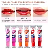 100% nuevo y alta calidad 6pcs las mujeres románticas tienen nuevas chicas brillo de labios mate impermeable de la cáscara del color del tatuaje Megic paquete de máscara Tinte larga duración labios maquillaje 15ML