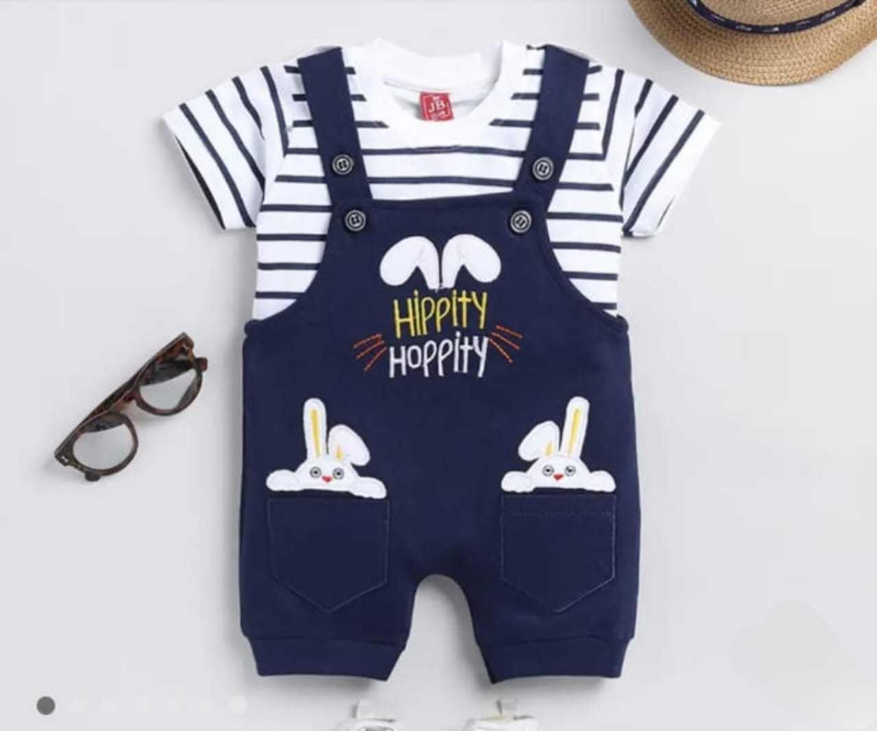 INDHRANI GARMENTS Dungaree for kids Half Sleeves Cotton Printed Jumpsuit Blue Outfits for Boys (Blue 6-12M) - Image 4 thumbnail