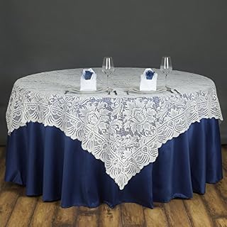 BalsaCircle 72x72-Inch Ivory Lace Table Overlay - Wedding Reception Party Catering Table Linens Decorations
