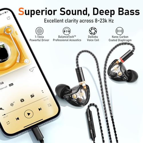 Image of Audiovance Vibes 202ML HiFi Wired Earbuds for iPhone 14 /13 /12 /11 /X, Pro Max