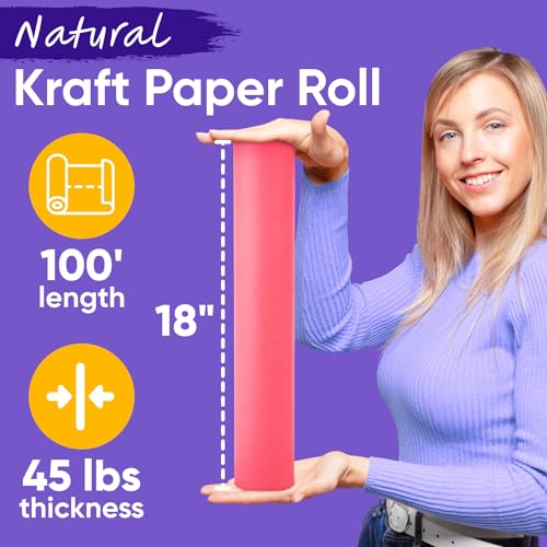 Image of USA Made 18 inch x 1200 inch Pink Kraft Paper Roll, 45 lbs Thickness, American Quality Colored Kraft Paper for School, Poster Arts, Bulletin Board - Odorless, Non-Toxic, Safe for Kids | American Quality Colored Kraft Paper for School, Poster Arts, Bulletin Board - Odorless, Non-Toxic, Safe for Kids