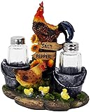 DWK Animal Holder with Salt And Pepper Shaker Set (3 Piece) | Kitchen Décor and Accessories | Salt and Pepper Shakers | Home Décor | Home Decorations… (Rooster)