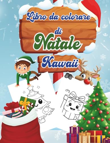Libro da colorare di Natale Kawai: Illustrazioni invernali per bambine e bambini