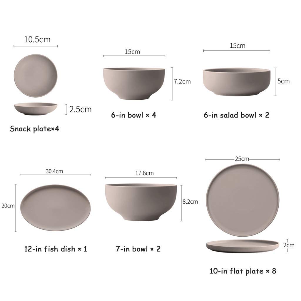 SAeWare Set di piatti in ceramica, 21 pezzi, piatti piani in porcellana marrone satinato opaco – ciotola/piatto | Set di stoviglie in porcellana per ristoranti