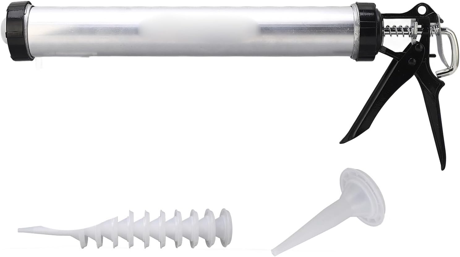Air Caulking Gun, 1PC Aluminum Alloy Tube Silicone Caulking Gun 600ml Capacity Caulk Tool Professional Hand Caulking Gun with 10 Replacement Nozzles for Caulking and Glass Glue