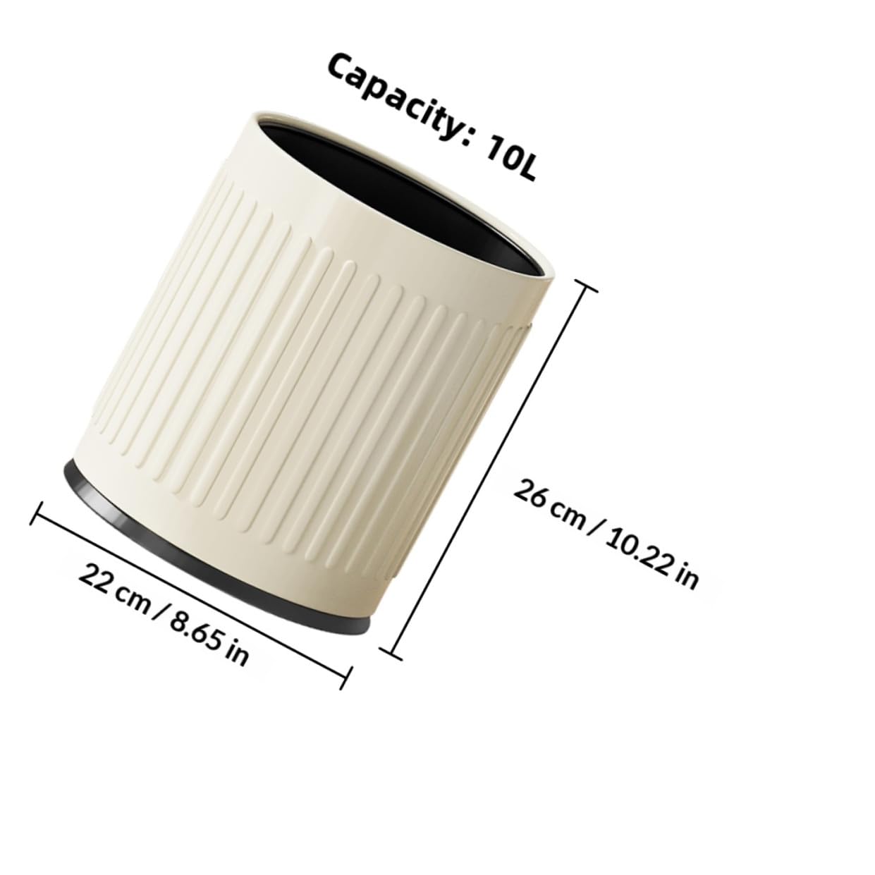 COHEALI Metal Wastebasket 10l Kitchen Trash Can Without Lid, Rectangular Rubbish Storage Bin in Light Cream, Household Bathroom Garbage Container for Home Organization