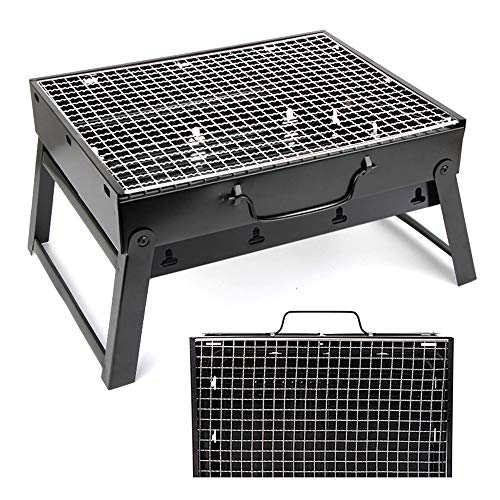 LSHOME Mini Portable BBQ Grill Charcoal Stainless Steel Foldable Barbecue Grill Tool for Home Festival Garden Picnic Party Camping (for 3-5 Persons),35 * 27 * 20cm