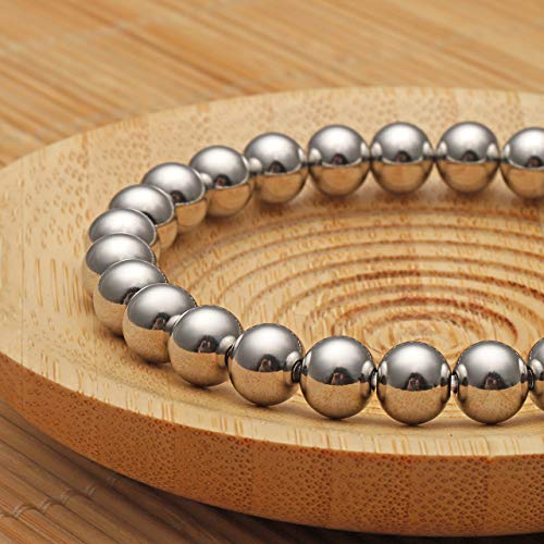 Jovivi Mens Womens Stainless Steel 8mm Silver Gold Round Ball Beads Beaded Elastic Bracelet3